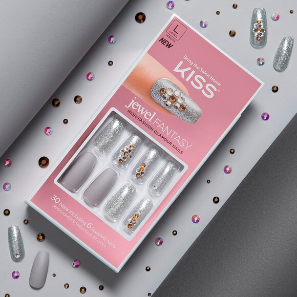 Kiss Jewel  Fantasy Nails Long Length - Empress - Picture 1 of 6